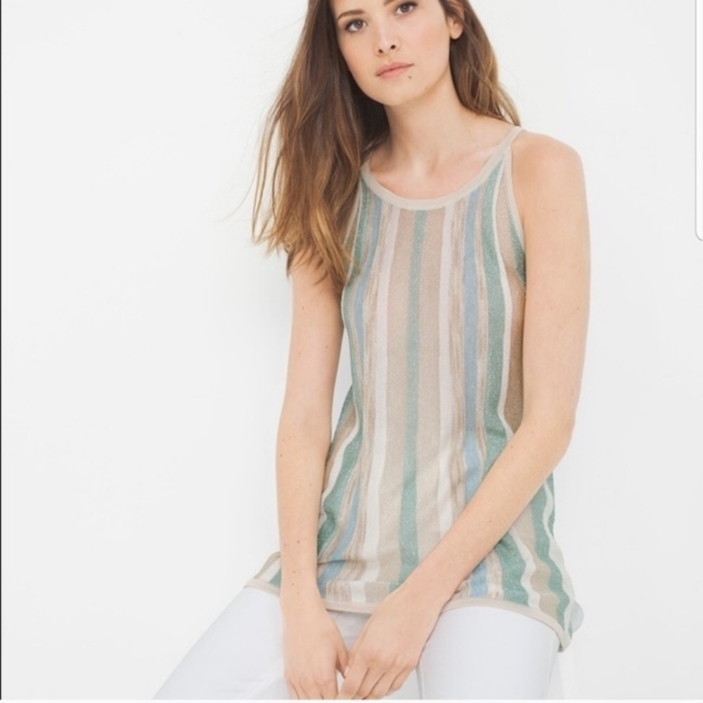 WHBM Metallic Vertical Stripe Sweater Tank NWT S